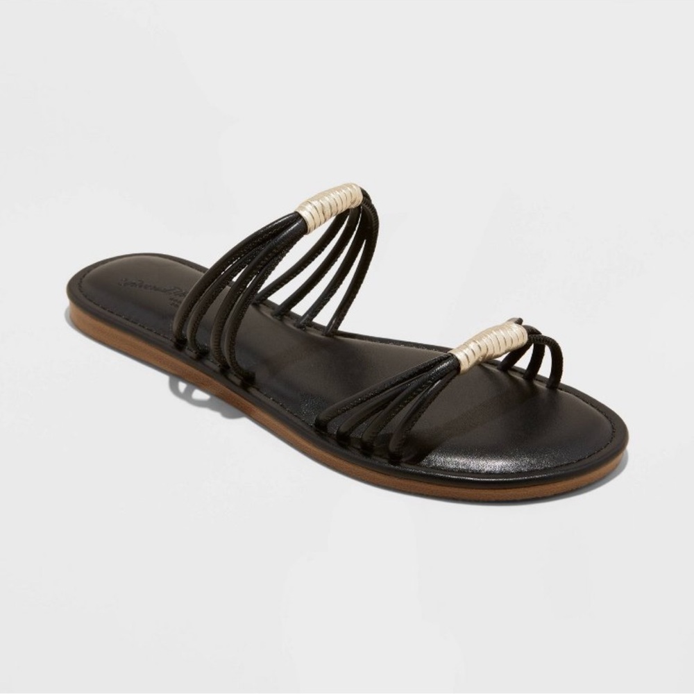 NWT Women's Aura Two Band Slide Sandals - Universal Thread Black